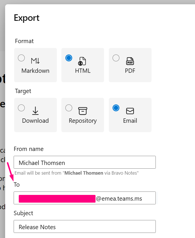 settings for sending workitems from Azure DevOps to Microsoft Teams via Bravo Notes